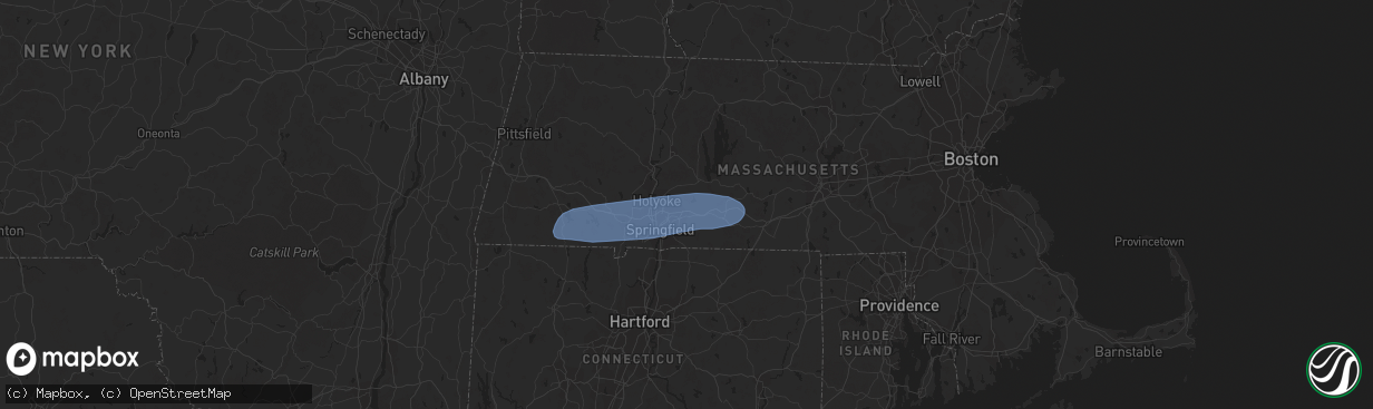 Hail map in Ludlow, MA on July 27, 2023