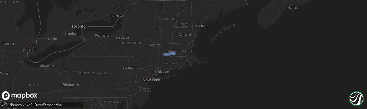 Hail map in Massachusetts on July 27, 2023