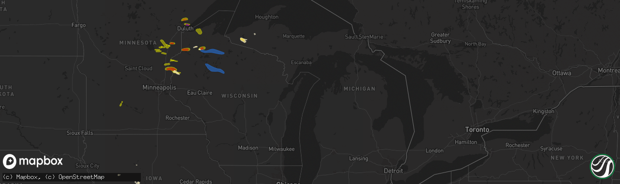 Hail map in Michigan on July 27, 2023