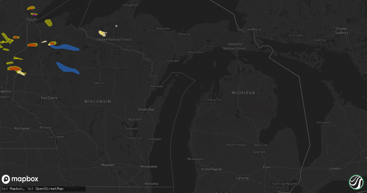Hail map in Michigan on July 27, 2023