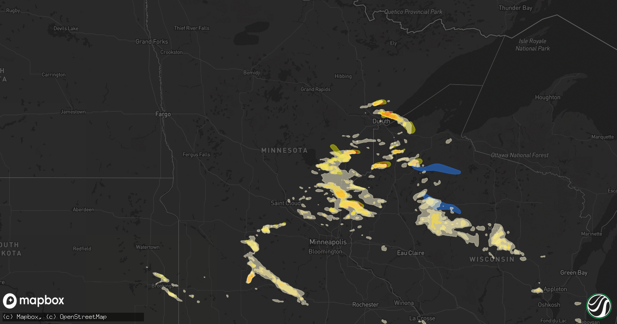 Hail map in Minnesota on July 27, 2023
