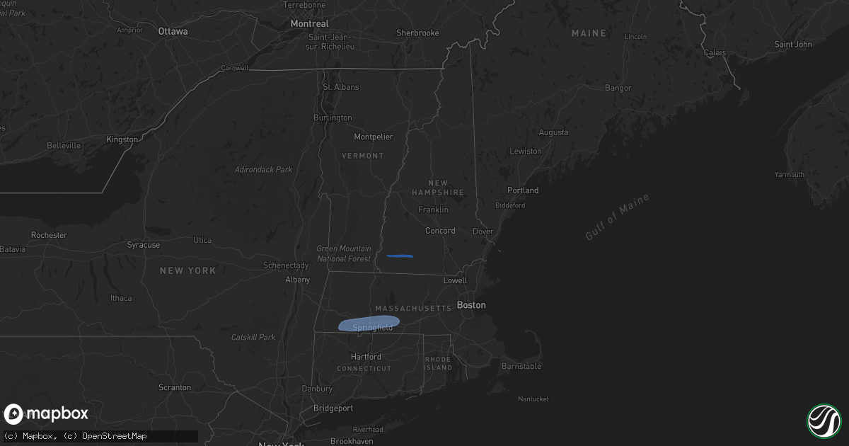 Hail map in New Hampshire on July 27, 2023