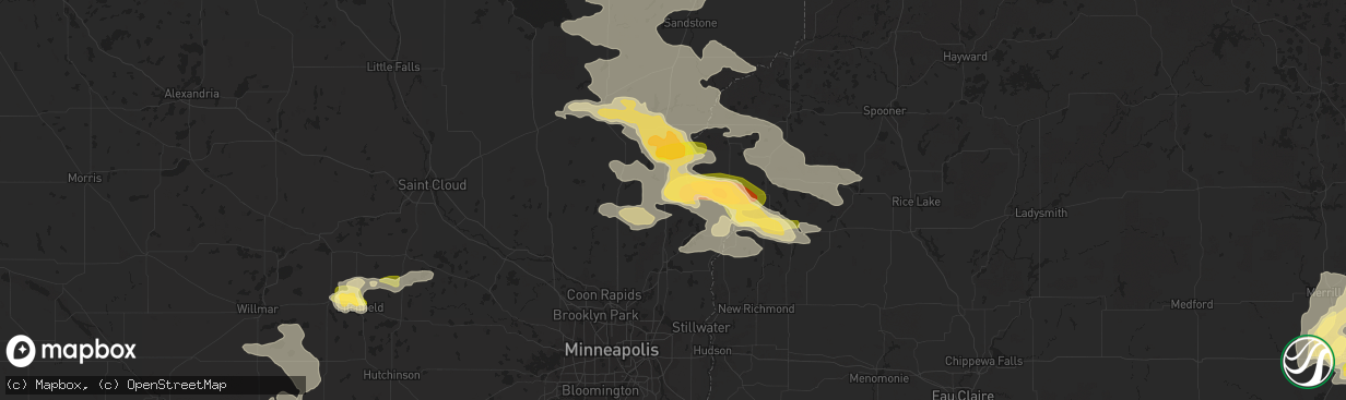 Hail map in North Branch, MN on July 27, 2023