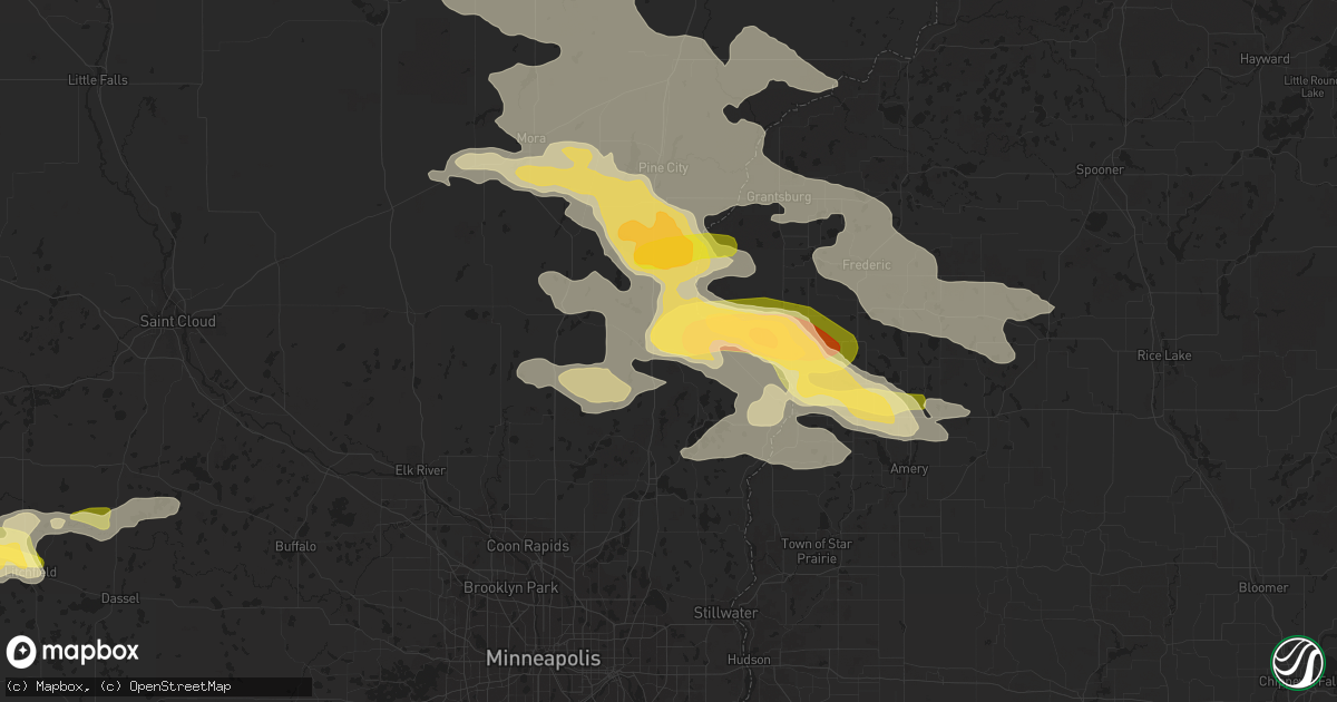 Hail map in North Branch, MN on July 27, 2023