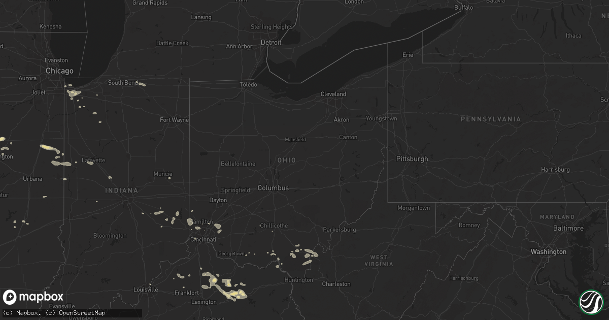 Hail map in Ohio on July 27, 2023