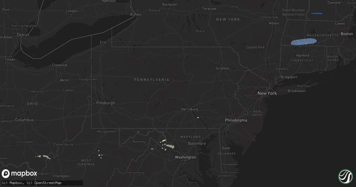Hail map in Pennsylvania on July 27, 2023