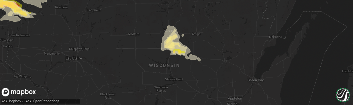 Hail map in Schofield, WI on July 27, 2023