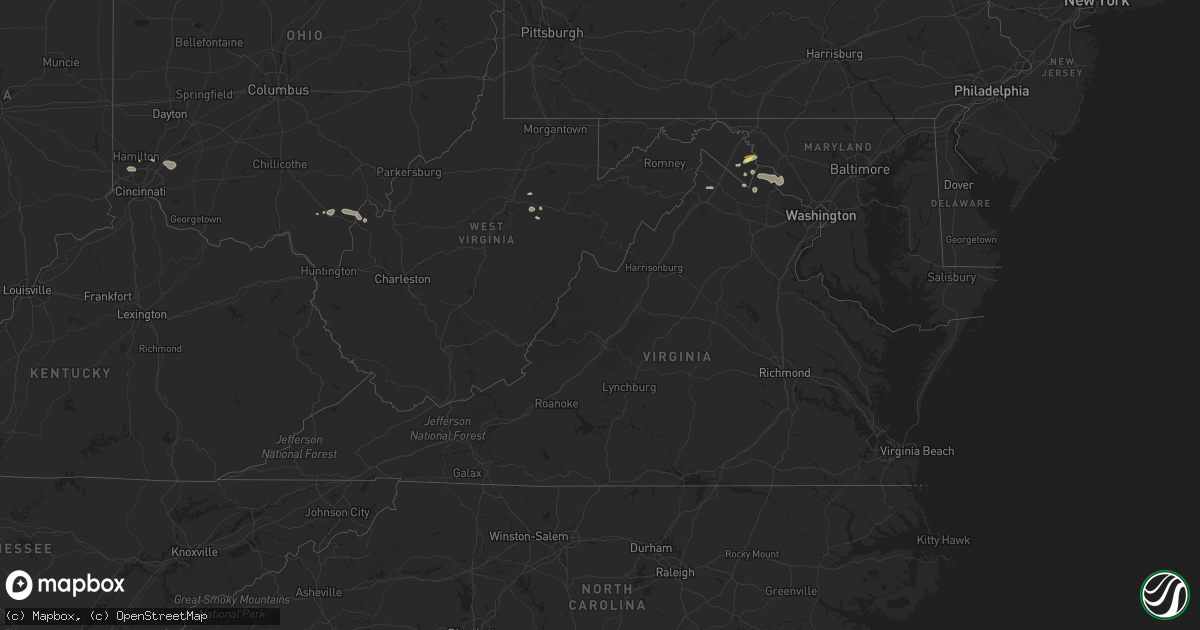 Hail map in Virginia on July 27, 2023