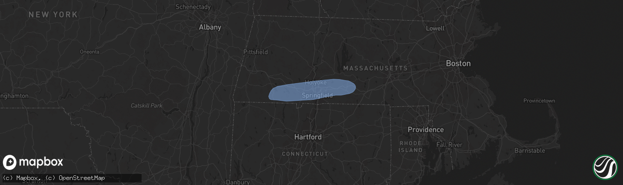 Hail map in West Springfield, MA on July 27, 2023