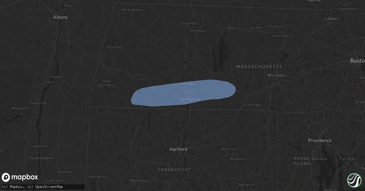 Hail map in West Springfield, MA on July 27, 2023