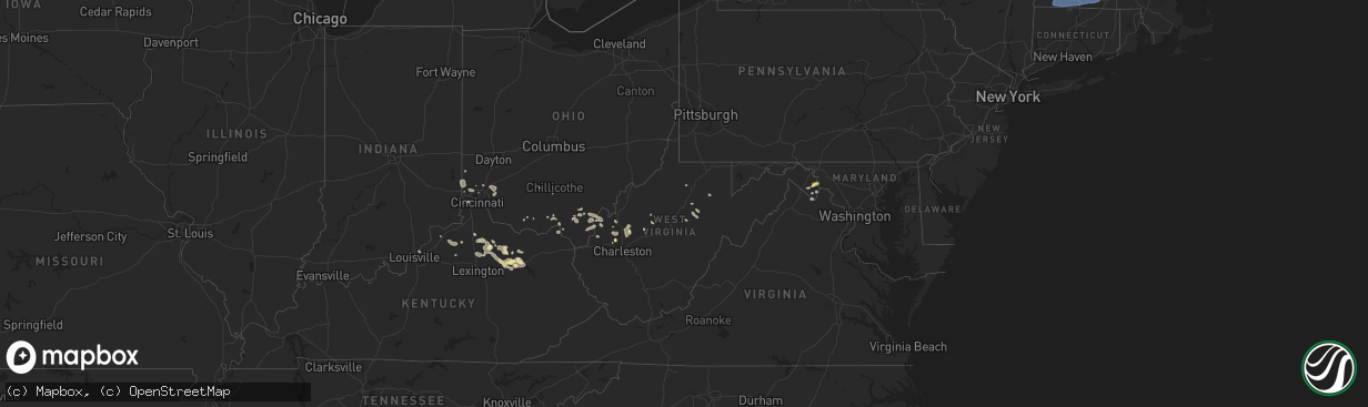 Hail map in West Virginia on July 27, 2023