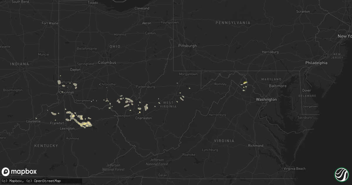 Hail map in West Virginia on July 27, 2023