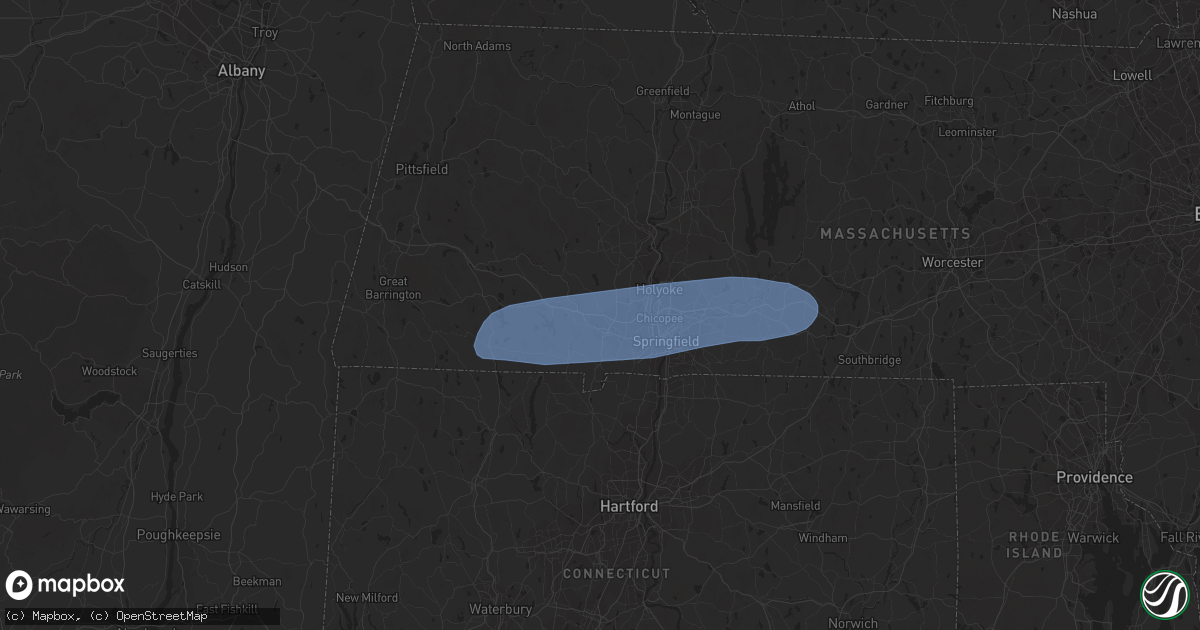 Hail map in Westfield, MA on July 27, 2023