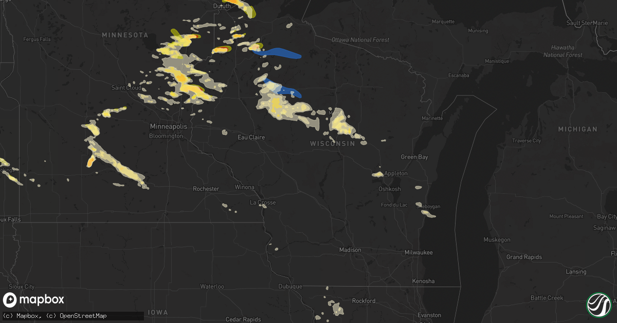 Hail map in Wisconsin on July 27, 2023