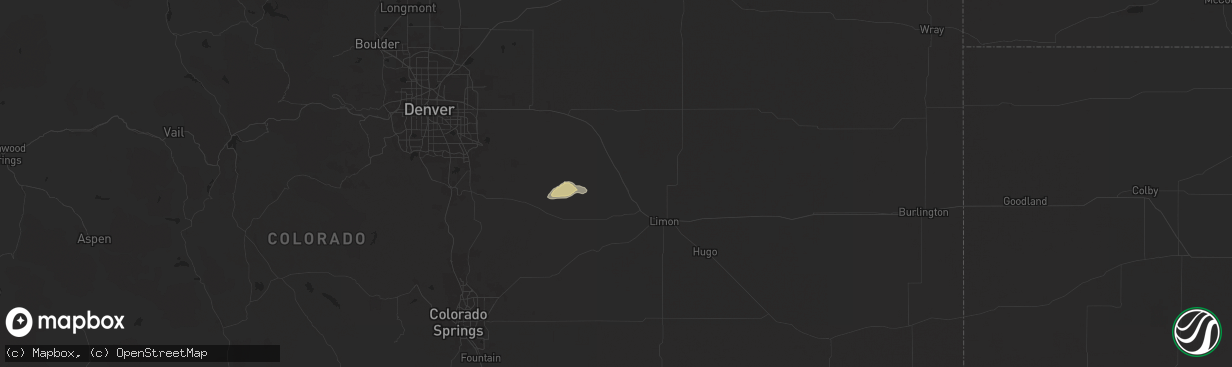 Hail map in Agate, CO on July 27, 2024