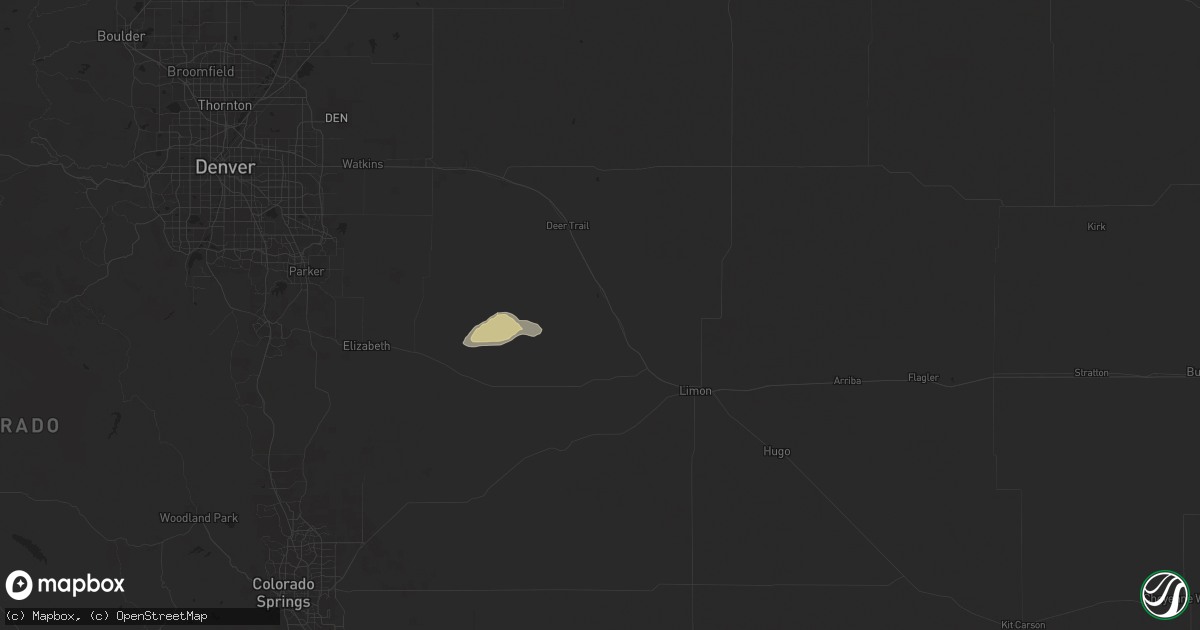 Hail map in Agate, CO on July 27, 2024