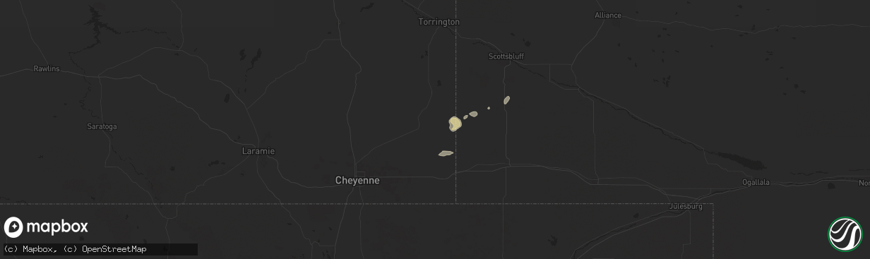 Hail map in Albin, WY on July 27, 2024