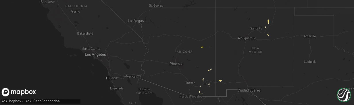 Hail map in Arizona on July 27, 2024