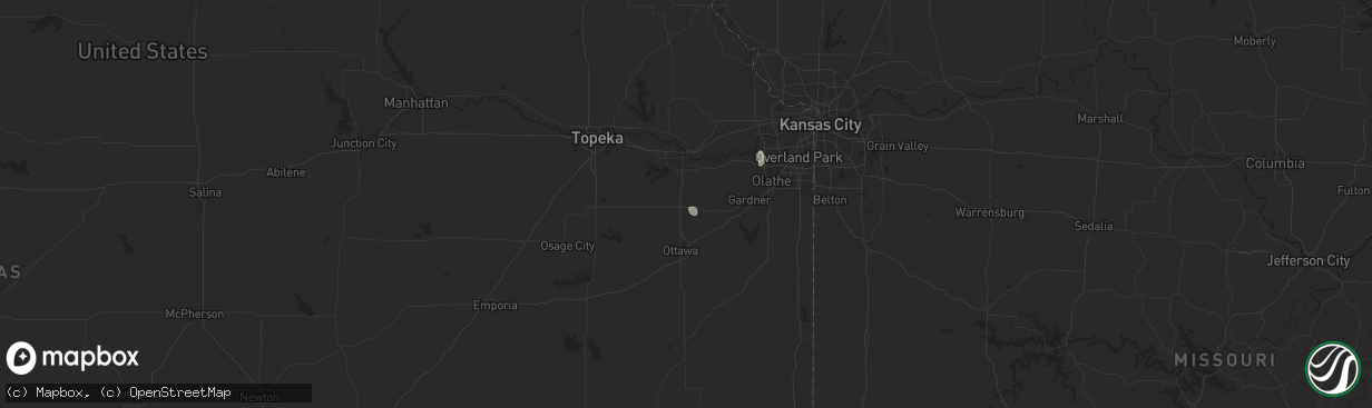 Hail map in Baldwin City, KS on July 27, 2024