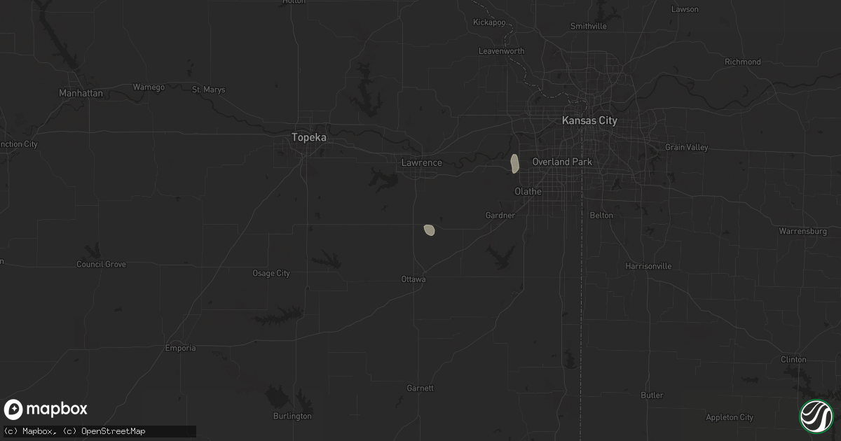 Hail map in Baldwin City, KS on July 27, 2024