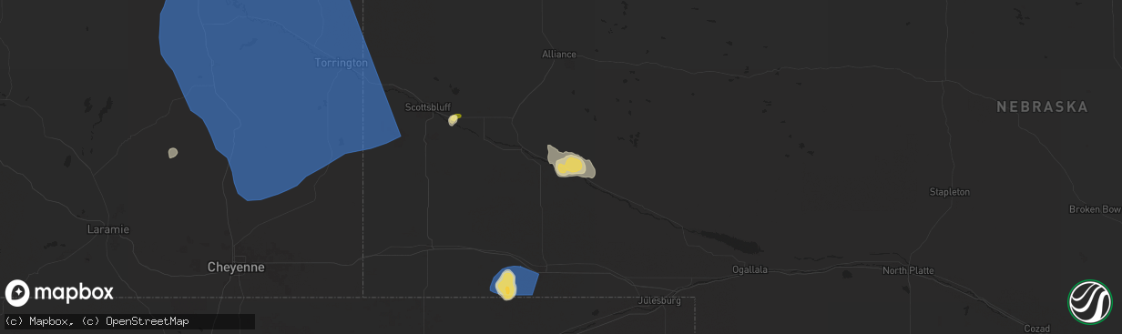 Hail map in Broadwater, NE on July 27, 2024