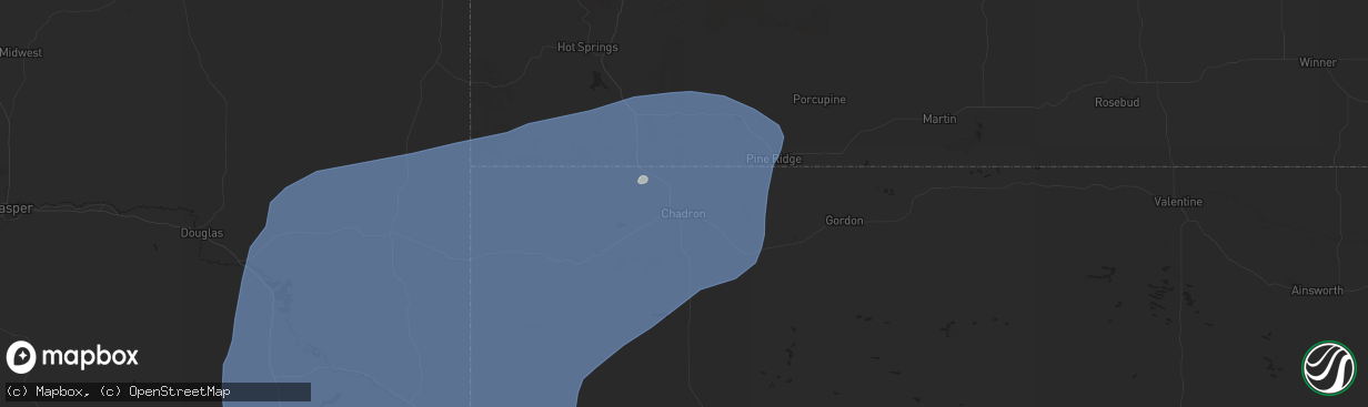 Hail map in Chadron, NE on July 27, 2024