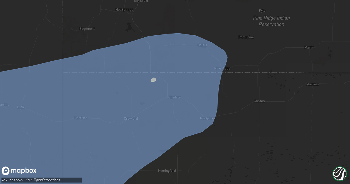 Hail map in Chadron, NE on July 27, 2024