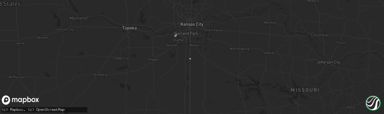 Hail map in Cleveland, MO on July 27, 2024