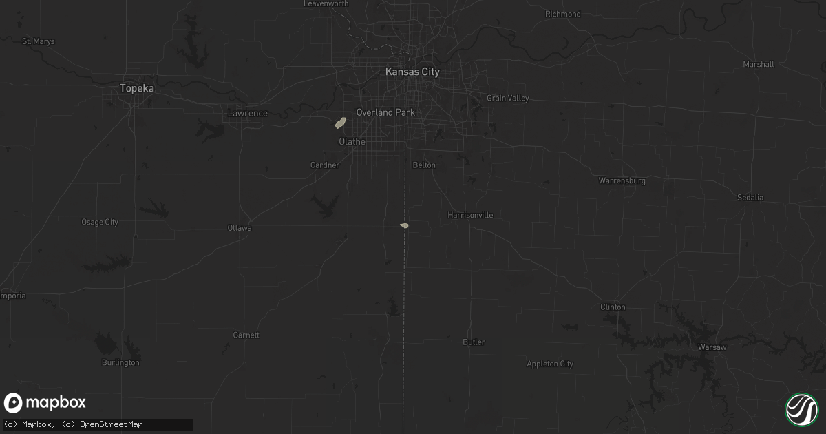 Hail map in Cleveland, MO on July 27, 2024