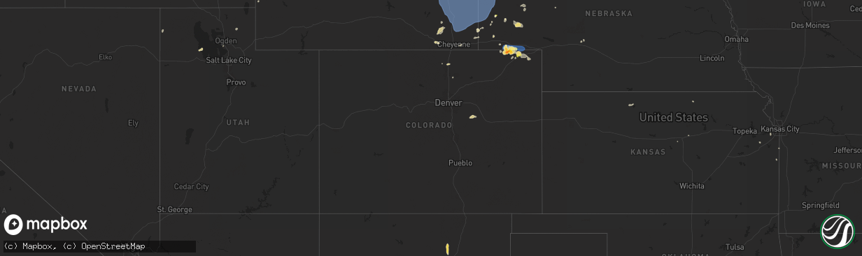 Hail map in Colorado on July 27, 2024