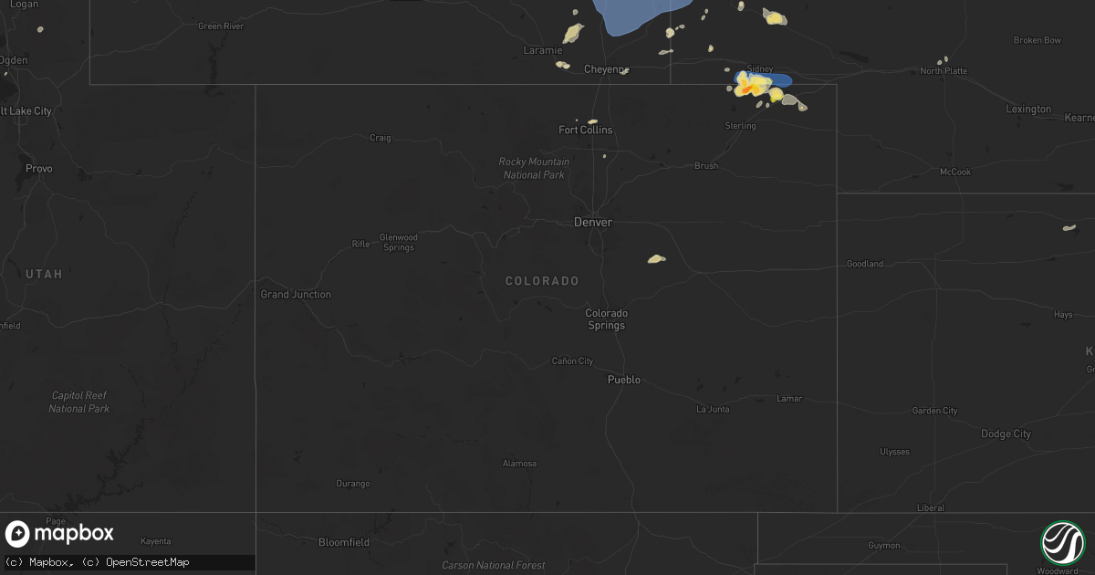 Hail map in Colorado on July 27, 2024