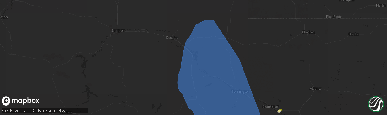 Hail map in Glendo, WY on July 27, 2024