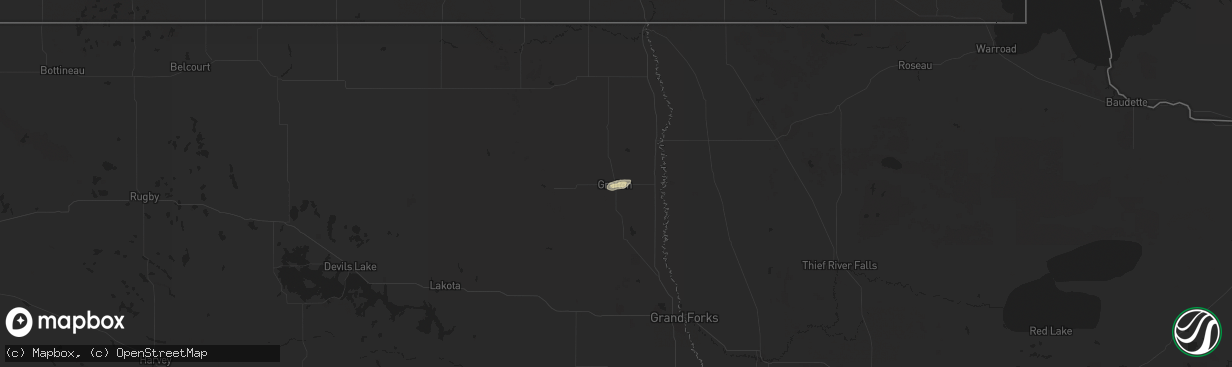 Hail map in Grafton, ND on July 27, 2024