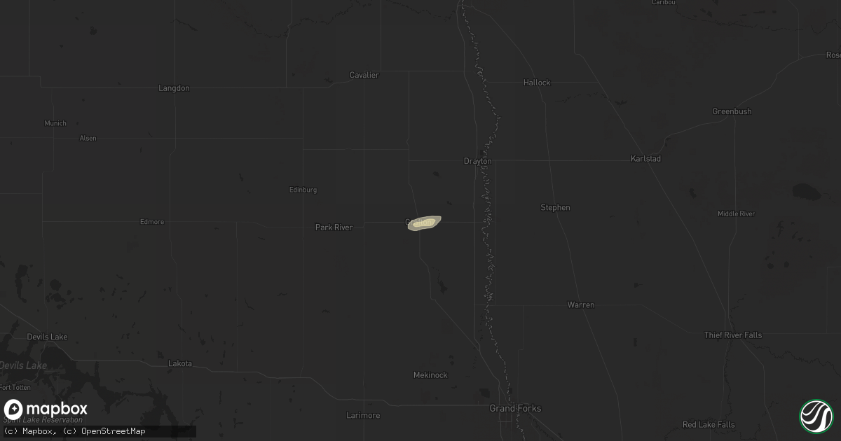 Hail map in Grafton, ND on July 27, 2024