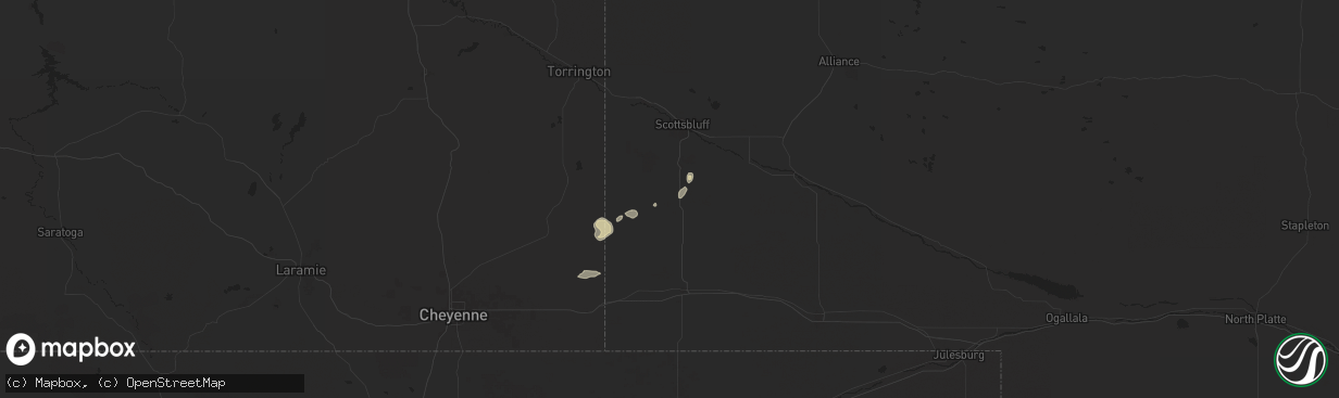 Hail map in Harrisburg, NE on July 27, 2024