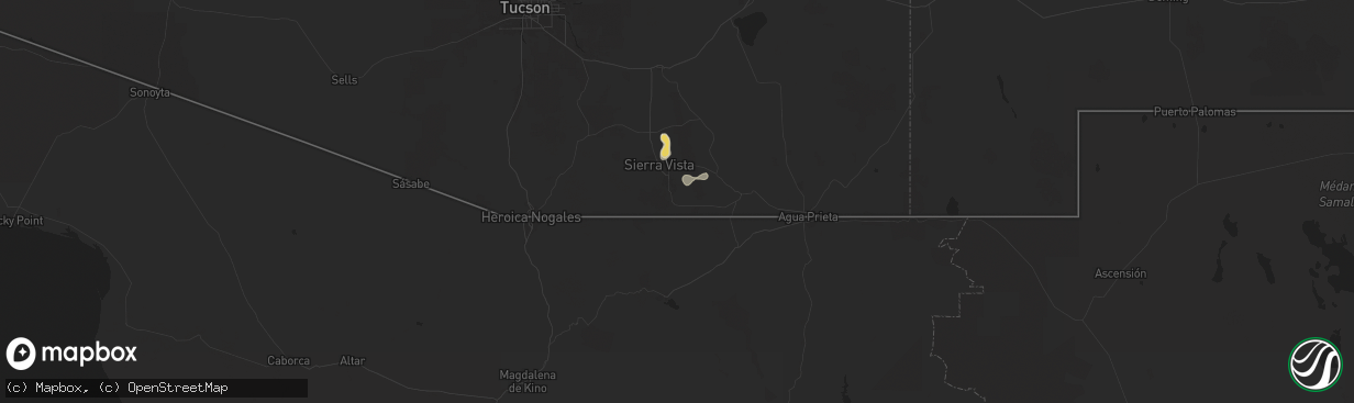 Hail map in Hereford, AZ on July 27, 2024