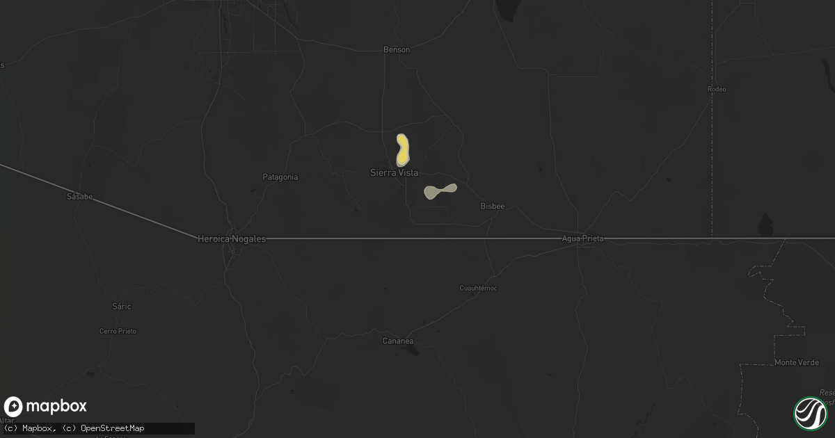 Hail map in Hereford, AZ on July 27, 2024