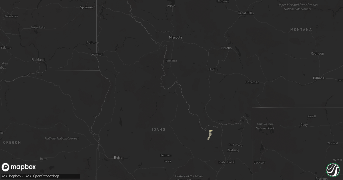 Hail map in Idaho on July 27, 2024