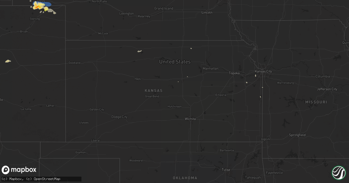 Hail map in Kansas on July 27, 2024
