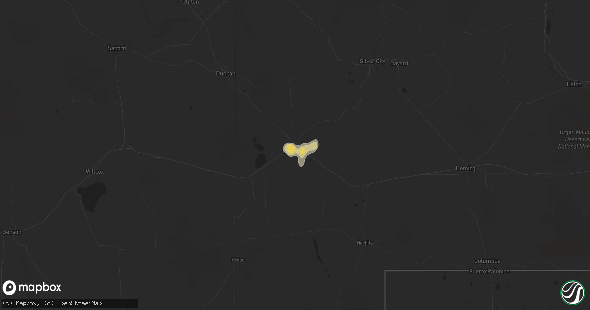 Hail map in Lordsburg, NM on July 27, 2024