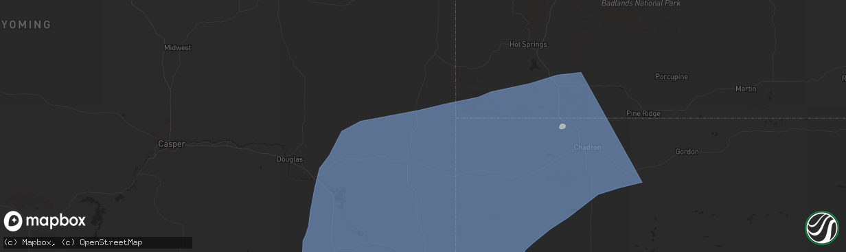 Hail map in Lusk, WY on July 27, 2024