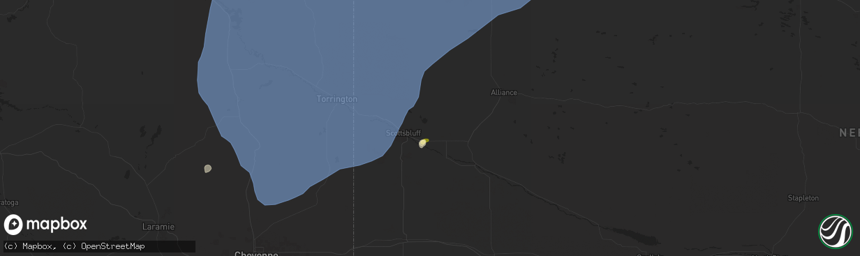 Hail map in Minatare, NE on July 27, 2024