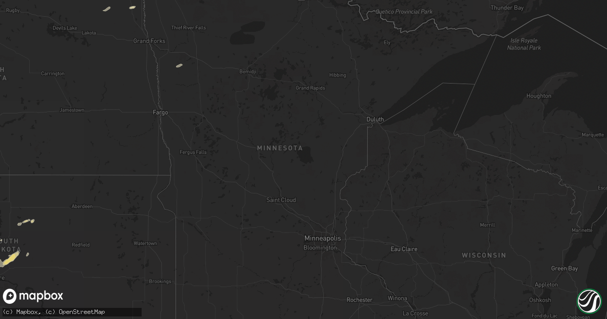 Hail map in Minnesota on July 27, 2024