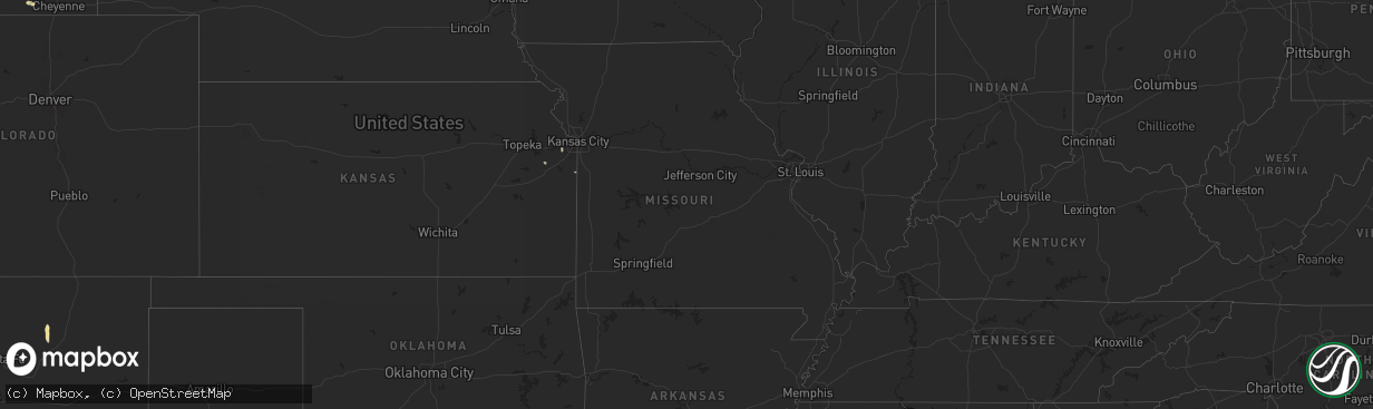 Hail map in Missouri on July 27, 2024