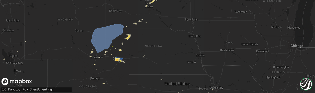 Hail map in Nebraska on July 27, 2024