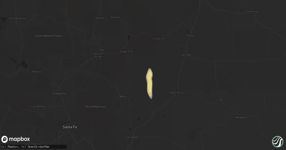 Hail map in Ocate, NM on July 27, 2024