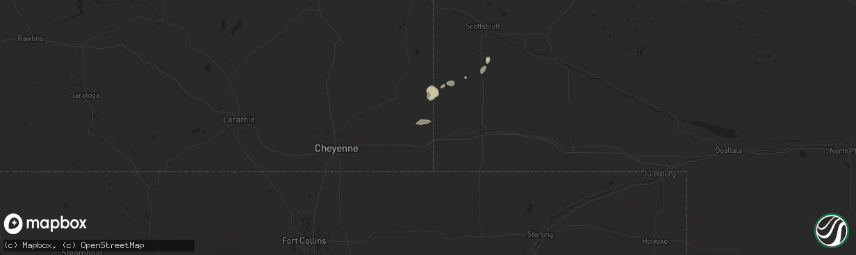 Hail map in Pine Bluffs, WY on July 27, 2024