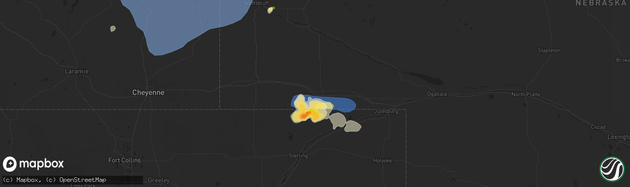 Hail map in Sidney, NE on July 27, 2024