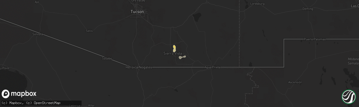 Hail map in Sierra Vista, AZ on July 27, 2024