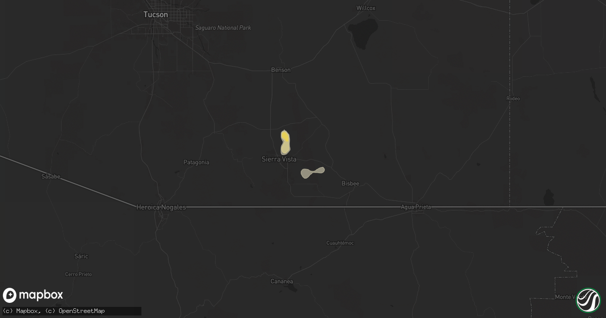 Hail map in Sierra Vista, AZ on July 27, 2024